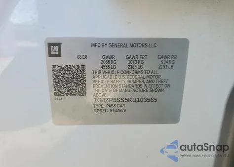 2019 Buick Lacrosse Essence from USA, damaged, VIN 1G4ZP5SS5KU103565